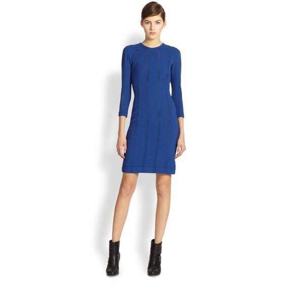 rag & bone Dresses & Skirts - RAG & BONE‎ Womens 0 Elsa Royal Blue Pointelle Knit Dress Bodycon 3/4 Sleeve